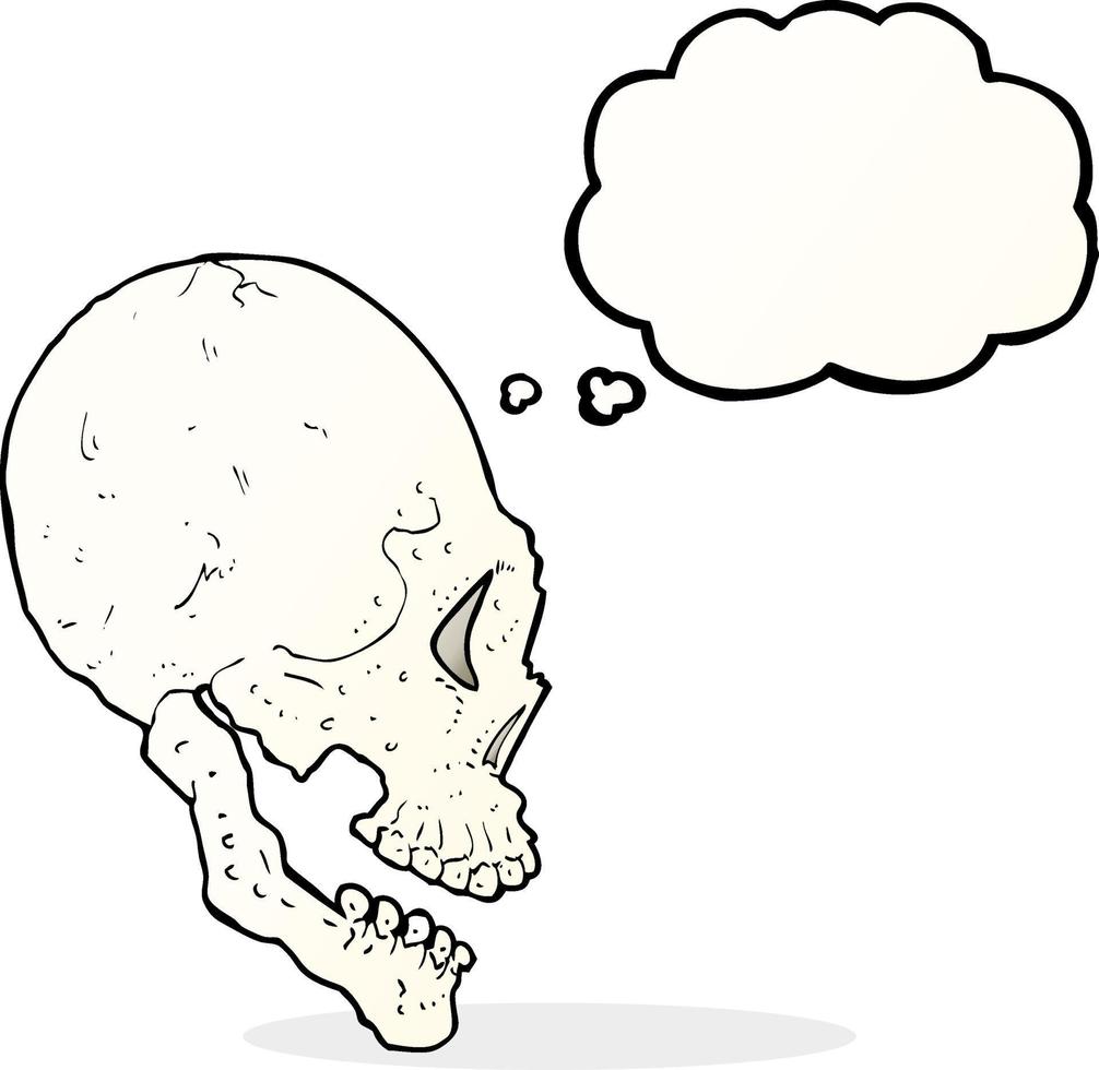 skull illustration with thought bubble vector