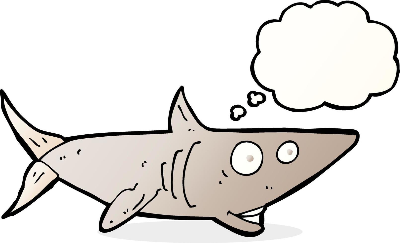 cartoon happy shark with thought bubble vector