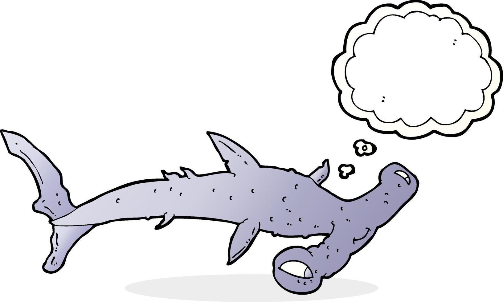 cartoon hammerhead shark with thought bubble vector