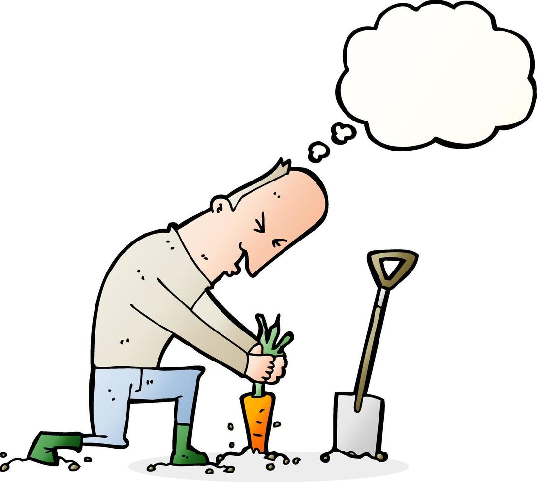 cartoon gardener with thought bubble vector