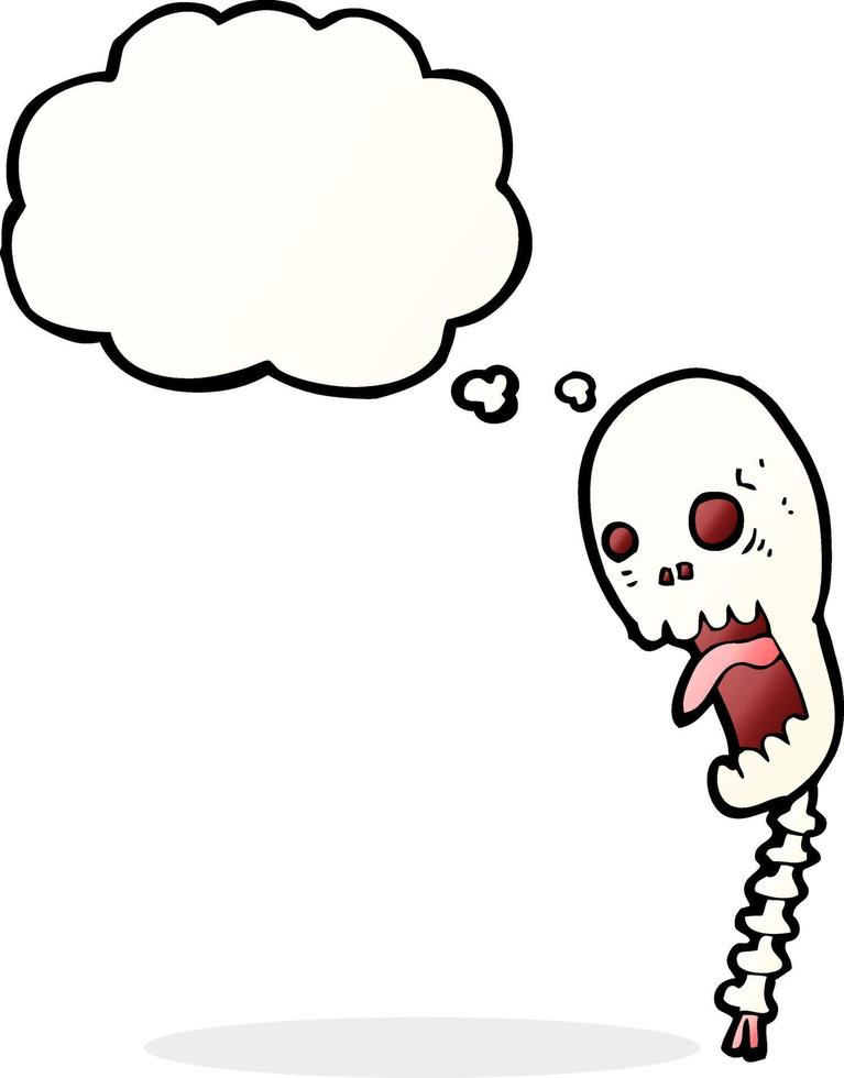 funny cartoon skull with thought bubble vector