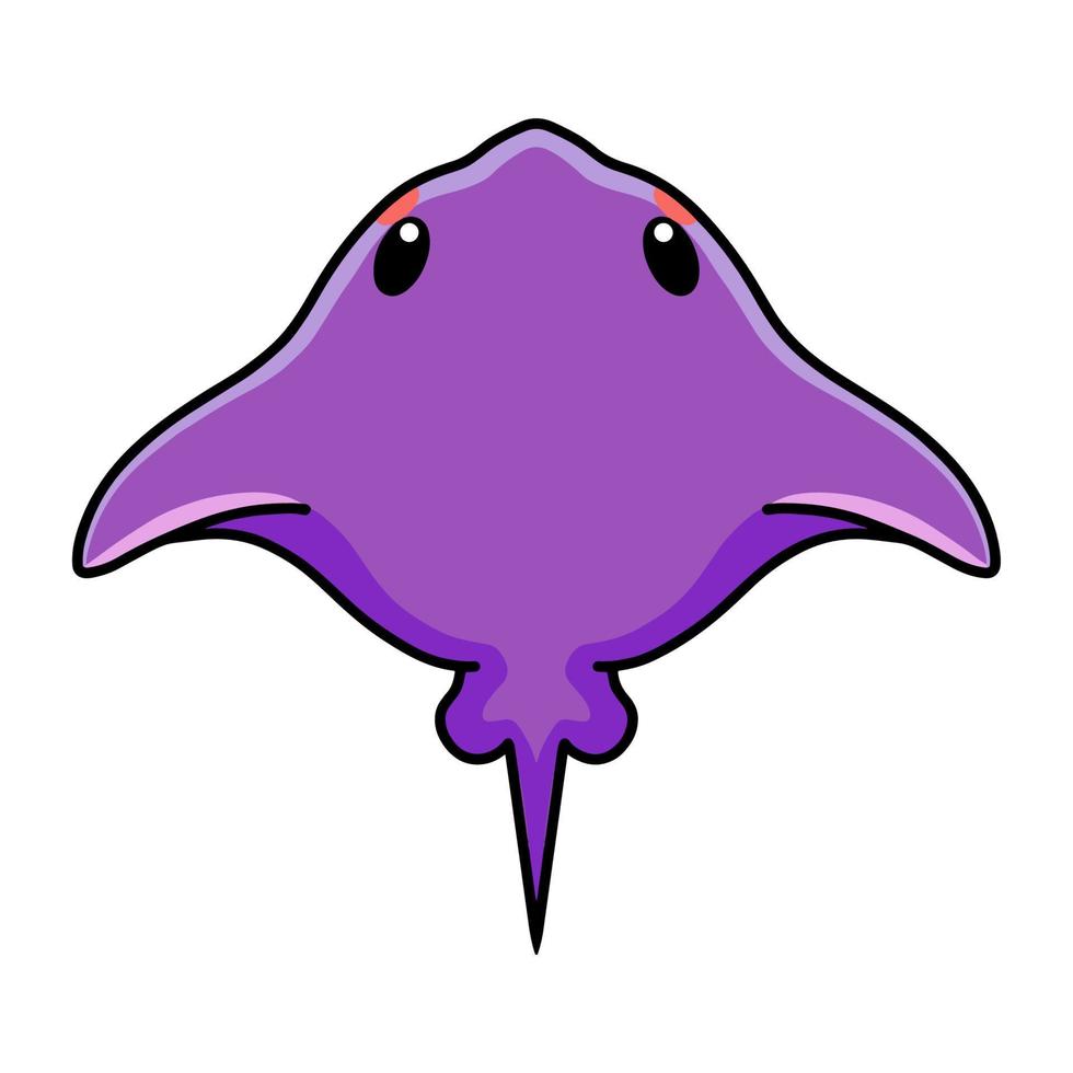 Cute little purple stingray cartoon vector