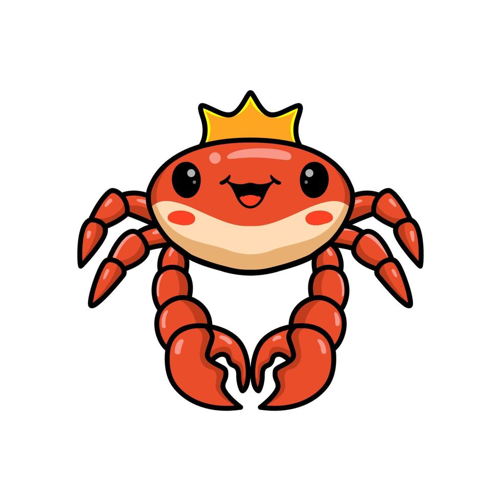 Cute little crab king cartoon vector