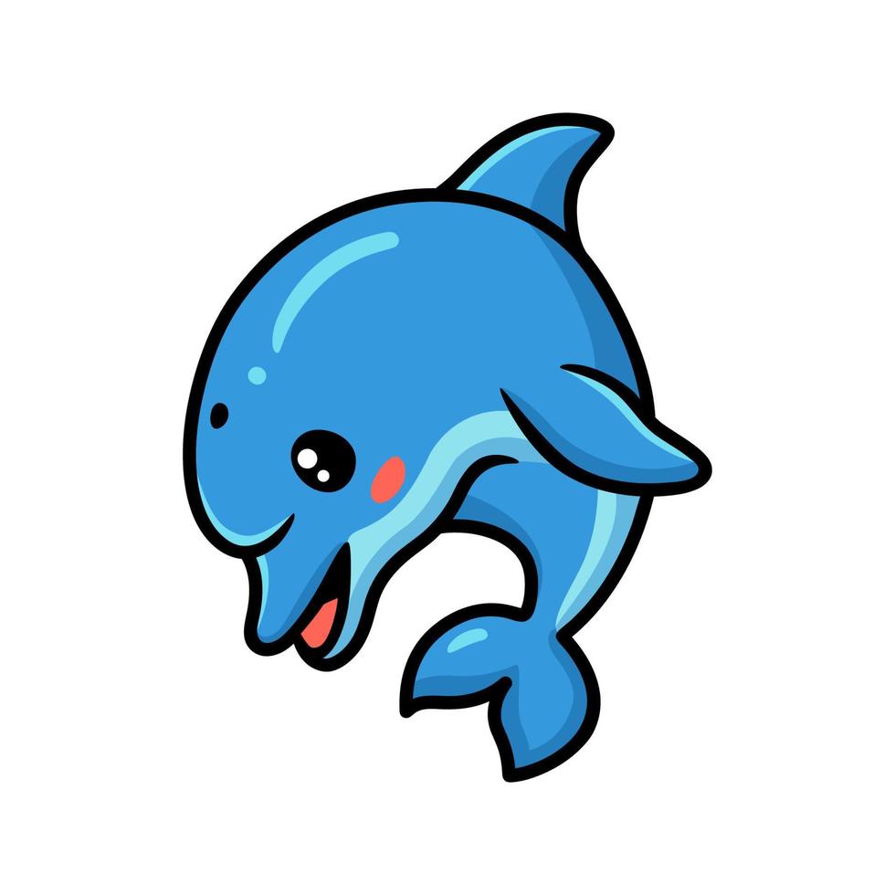 Cute little dolphin cartoon posing vector