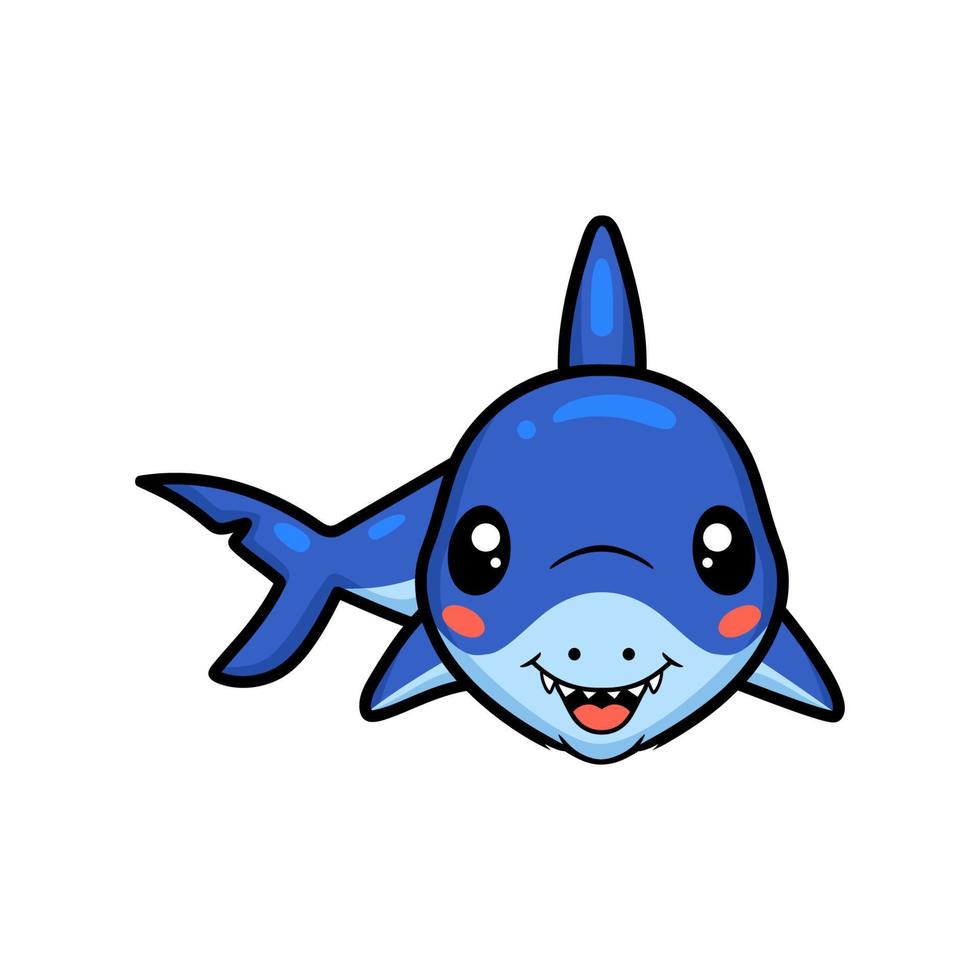 Cute little shark cartoon swimming vector