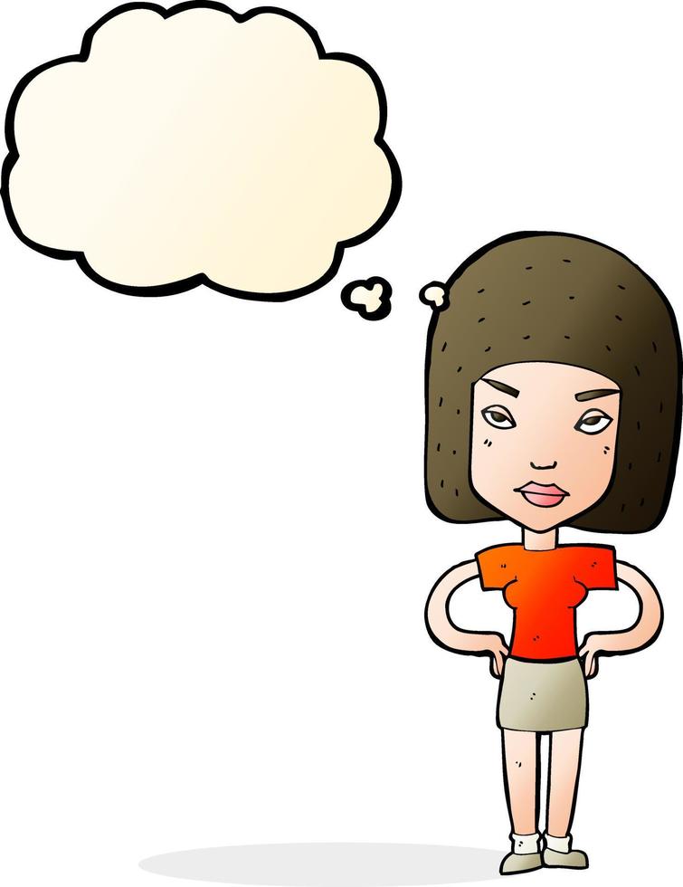 cartoon annoyed woman with thought bubble vector