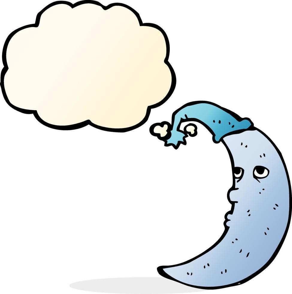 sleepy moon cartoon with thought bubble vector