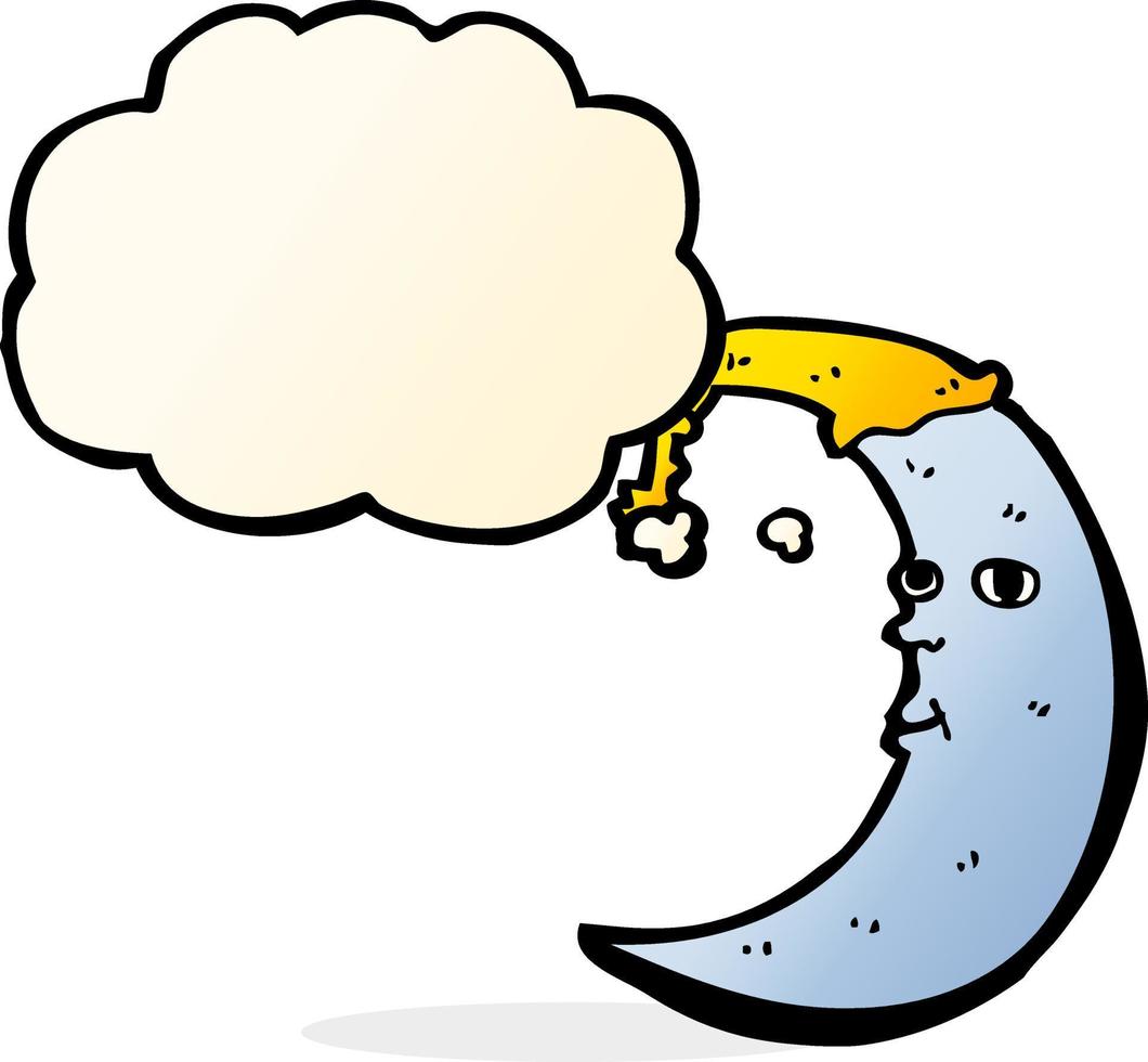 sleepy moon cartoon with thought bubble vector