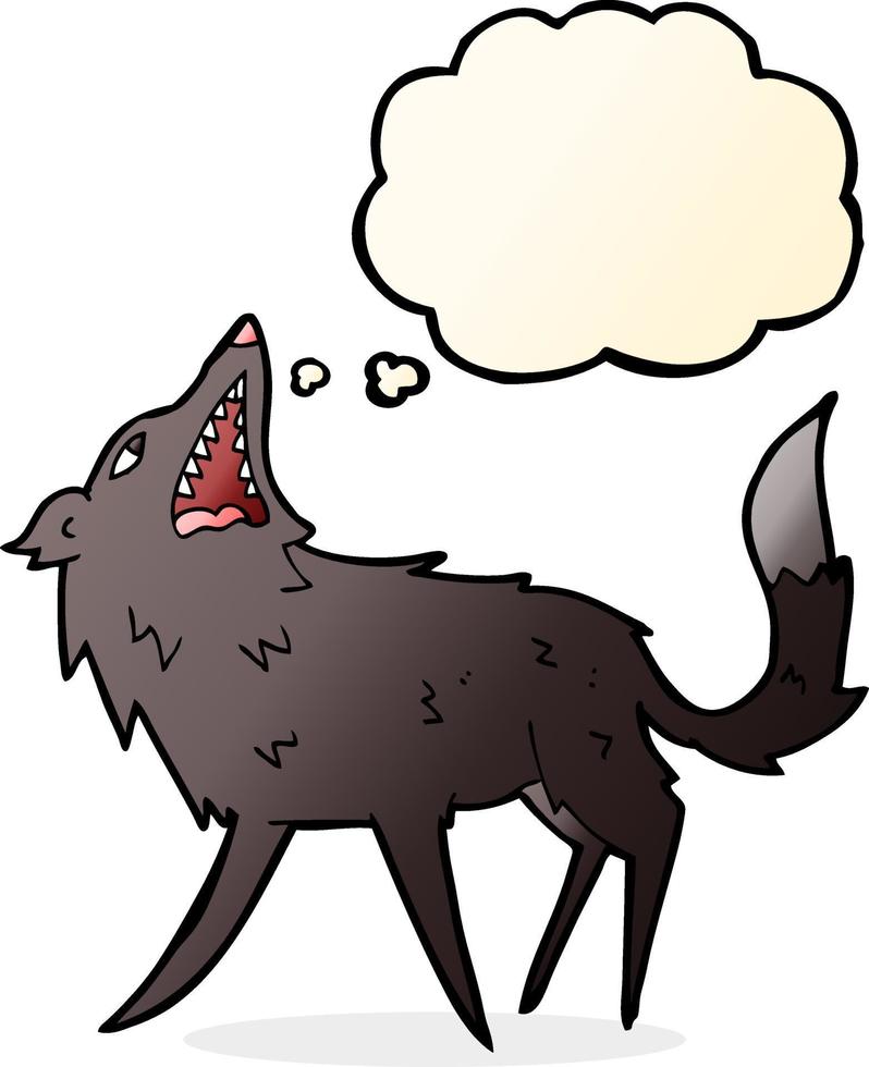 cartoon snapping wolf with thought bubble vector