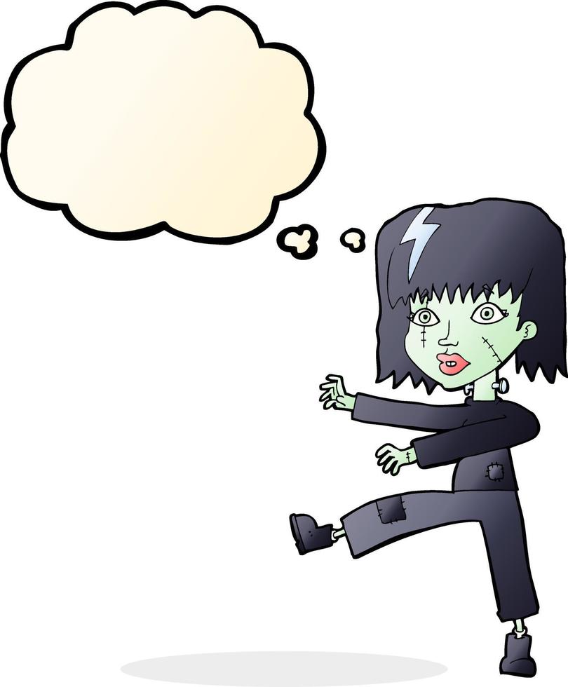 cartoon zombie girl with thought bubble vector