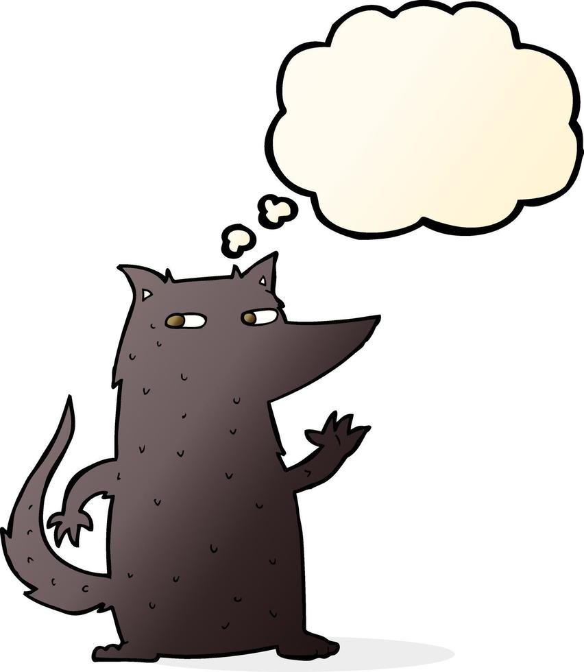 cartoon wolf waving with thought bubble vector