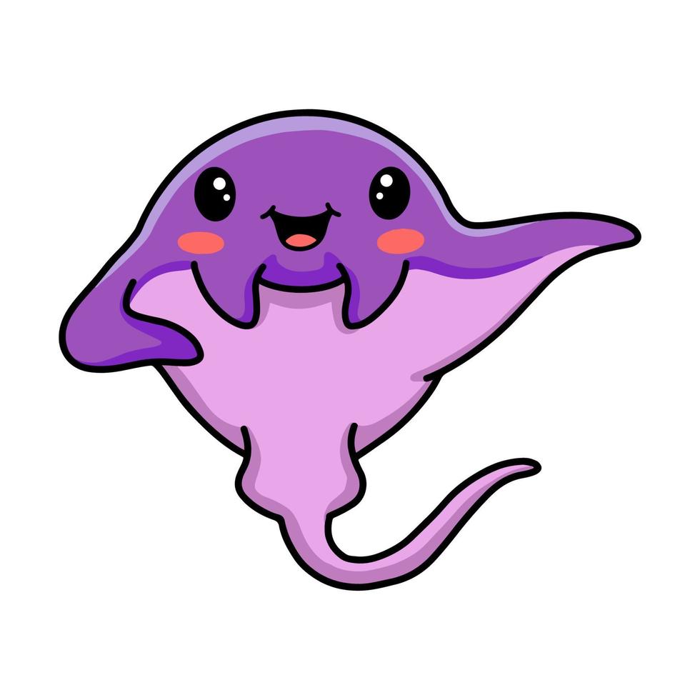 Cute little purple stingray cartoon dancing vector