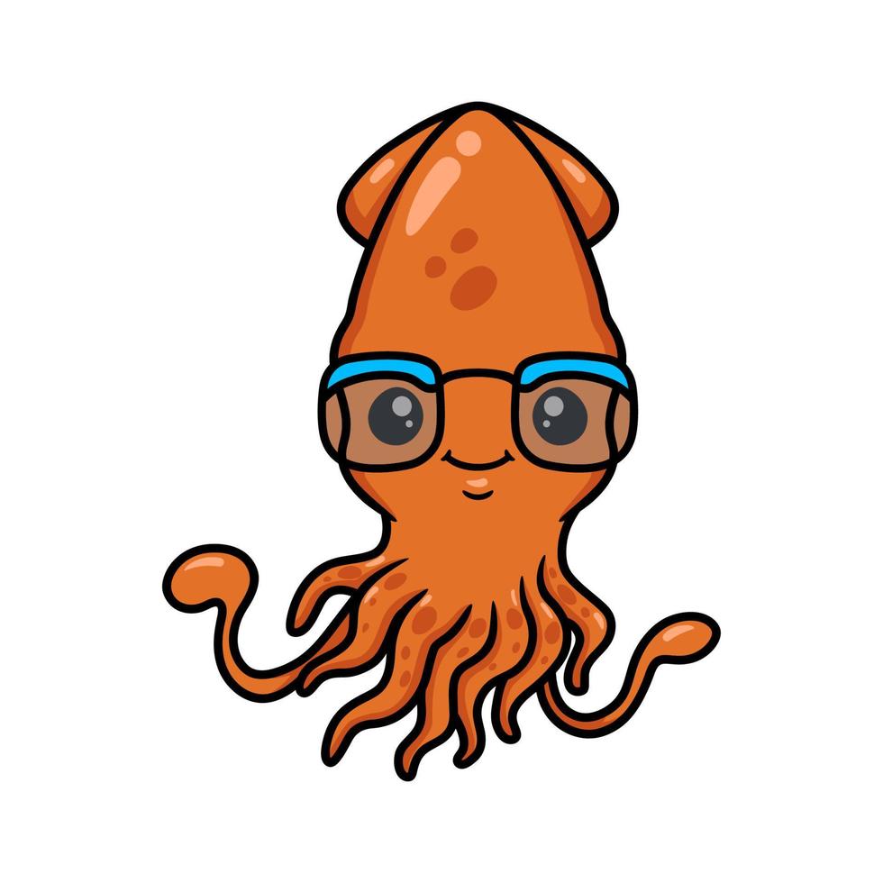 Cute little squid cartoon with sunglasses vector