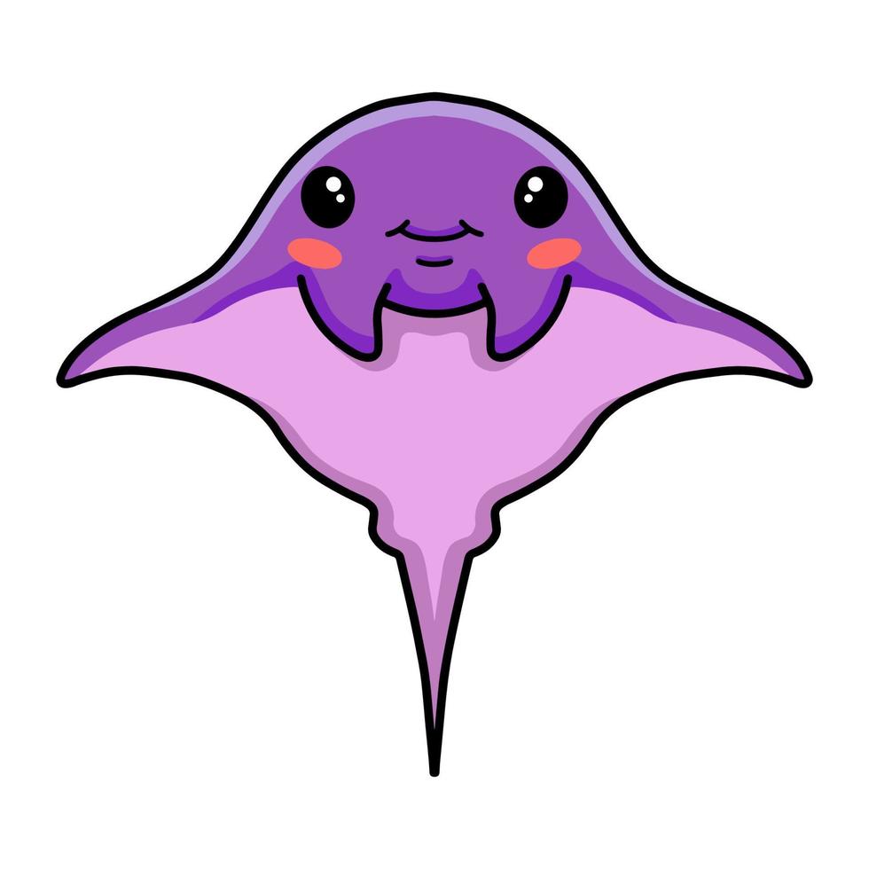 Cute little purple stingray cartoon standing vector