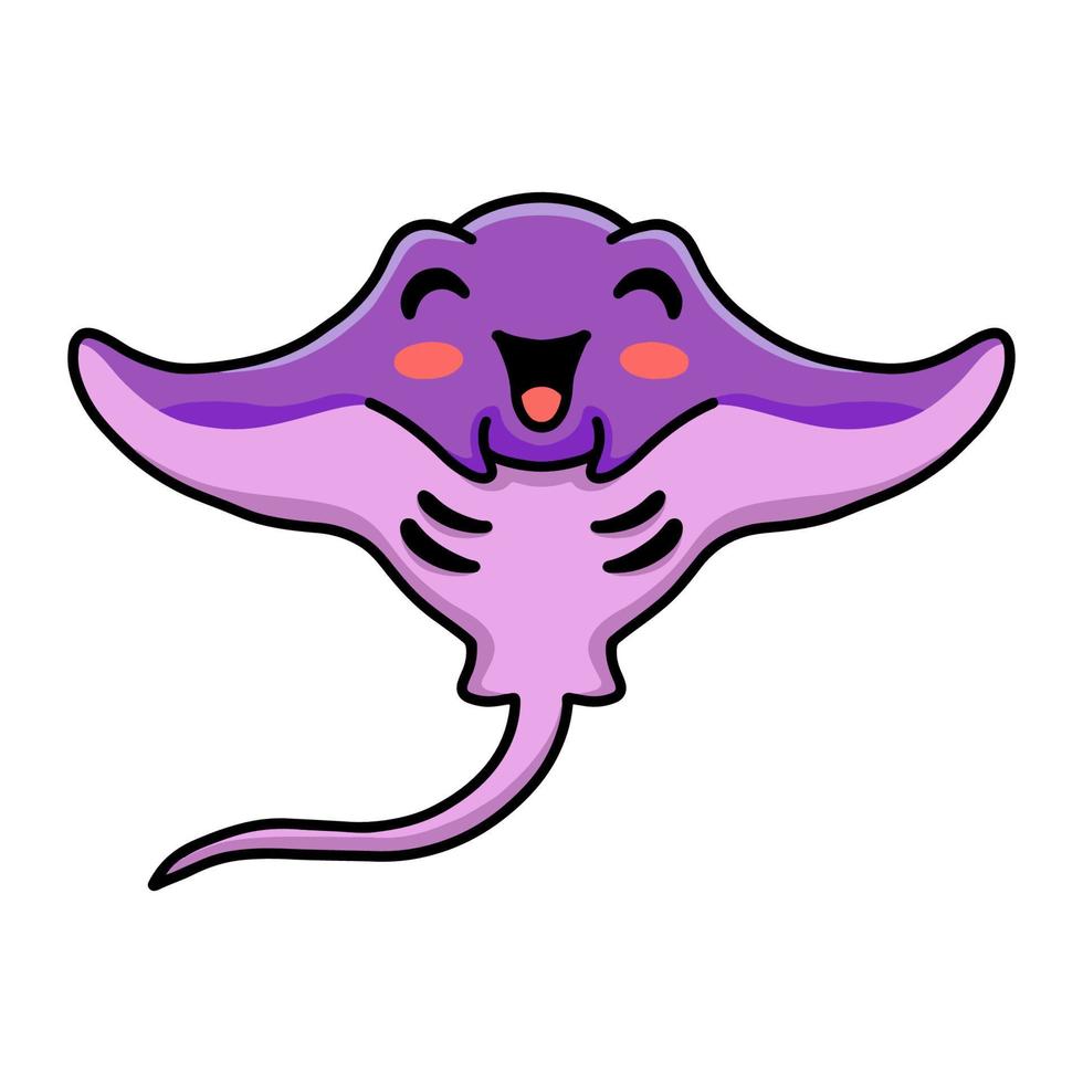 Cute little purple stingray cartoon swimming vector