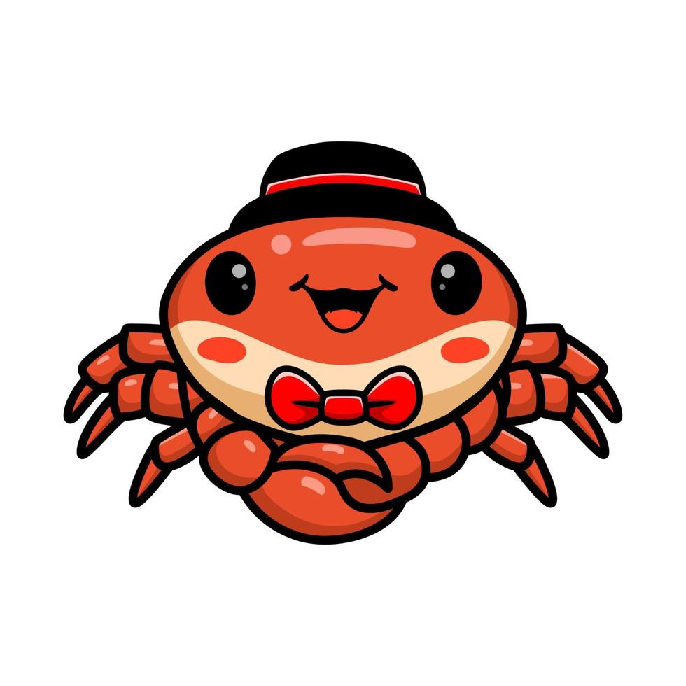 Cute little crab magician cartoon vector