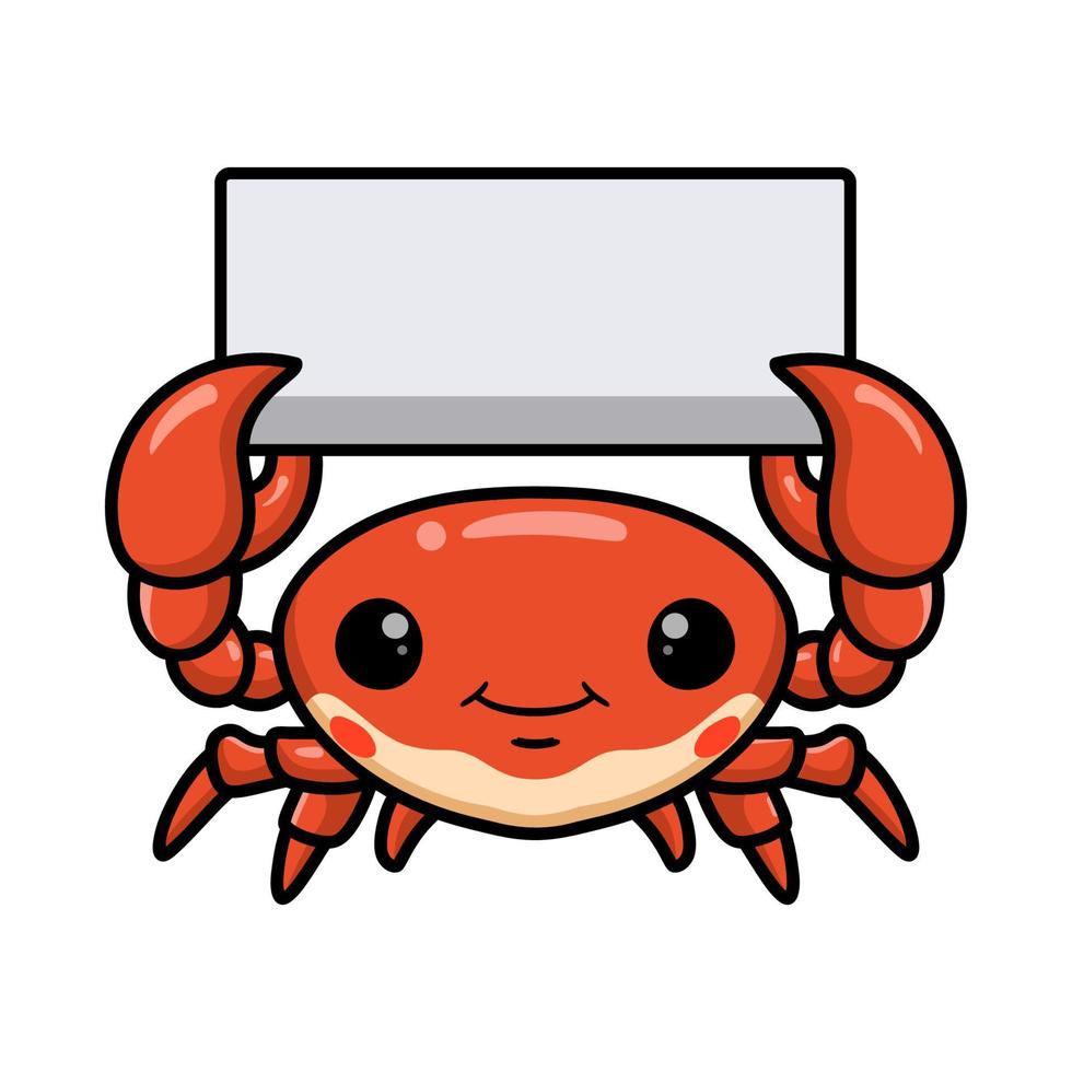 Cute little orange crab cartoon with blank sign vector