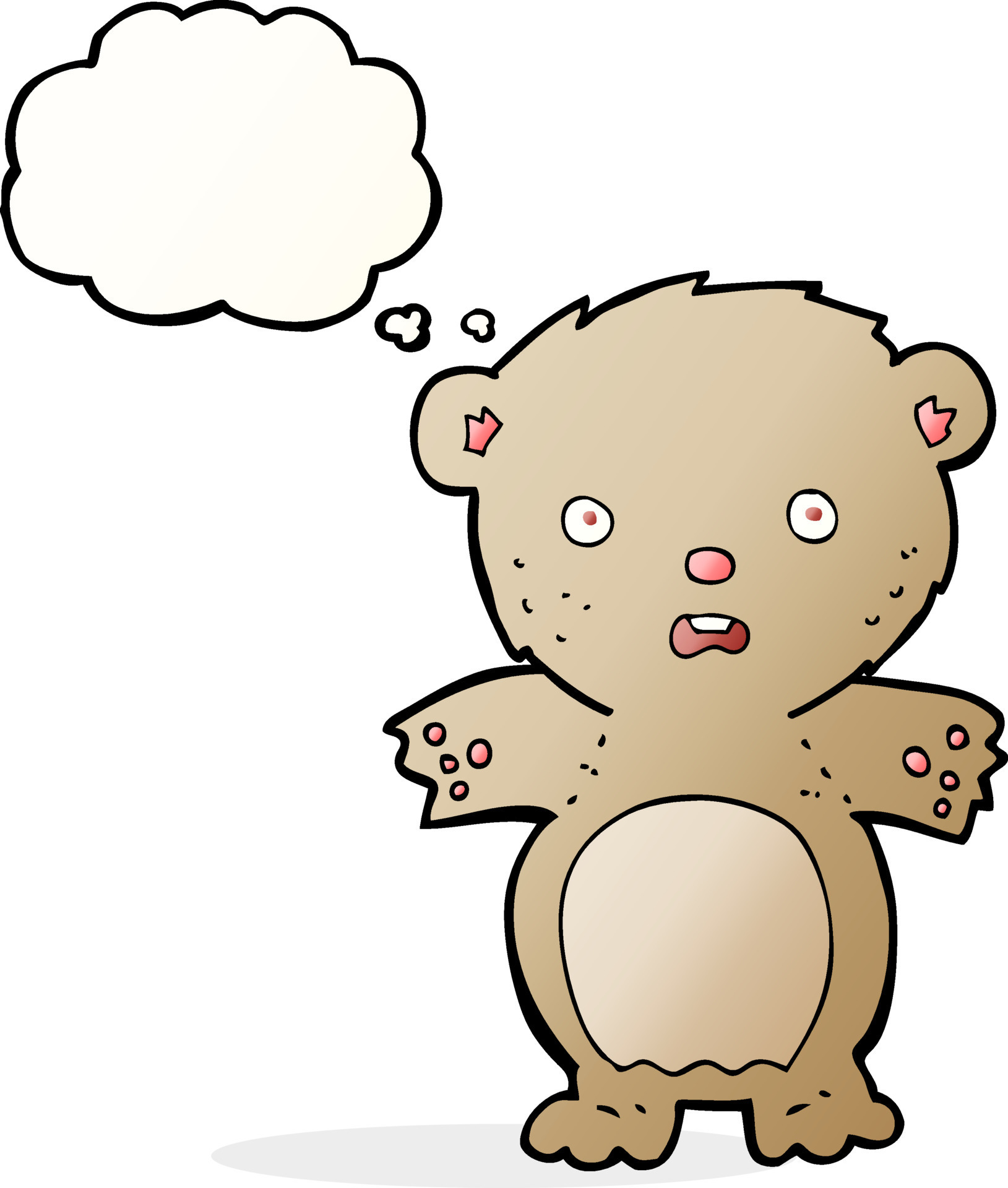 dibujos animados de oso de peluche asustado con burbuja de pensamiento  12345057 Vector en Vecteezy