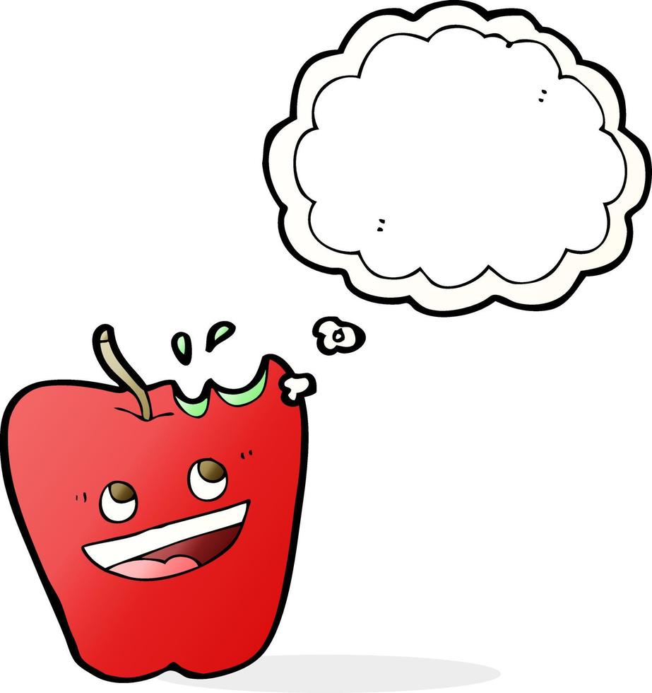 happy apple cartoon with thought bubble vector