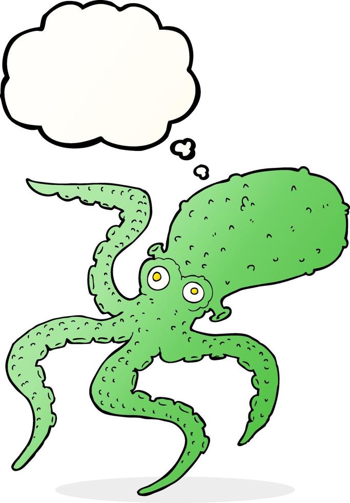 cartoon octopus with thought bubble vector