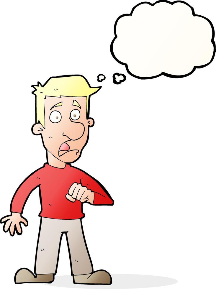 cartoon shocked man with thought bubble vector
