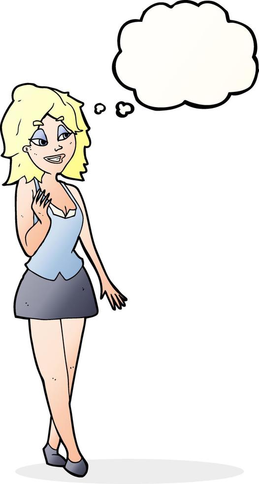 cartoon attractive office woman with thought bubble vector