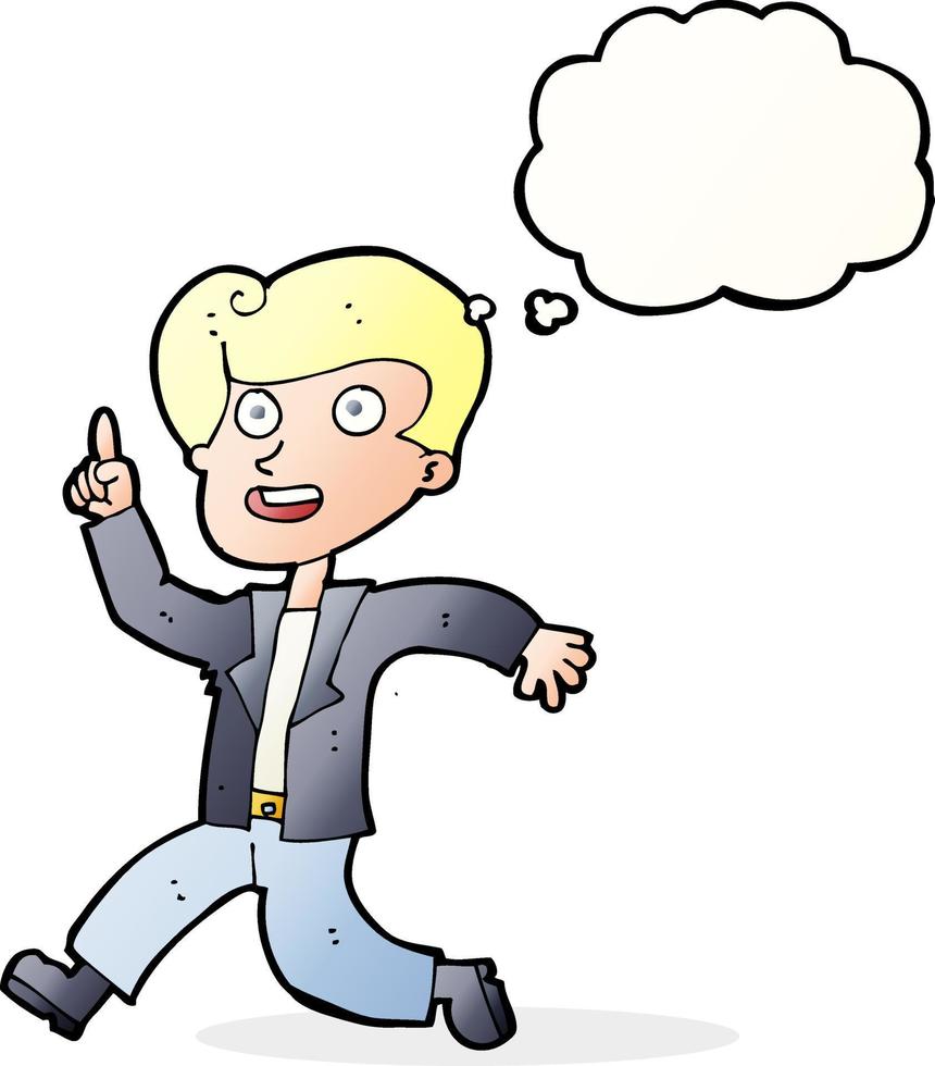 cartoon man with great idea with thought bubble vector