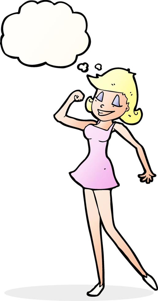 cartoon woman with can do attitude with thought bubble vector