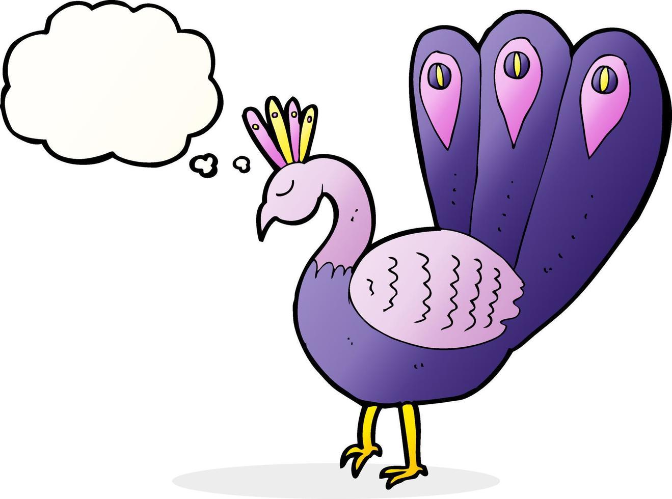 cartoon peacock with thought bubble vector