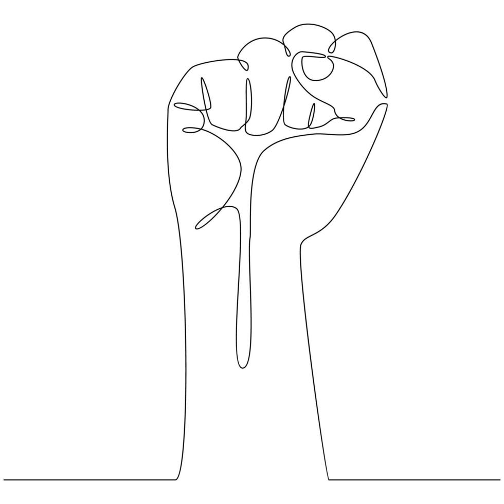 Fist Gesture Continuous Line Drawing vector
