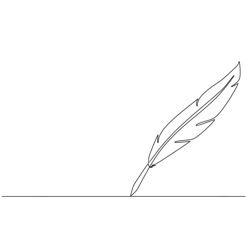 Vintage Feather Pen Continuous Line Drawing vector