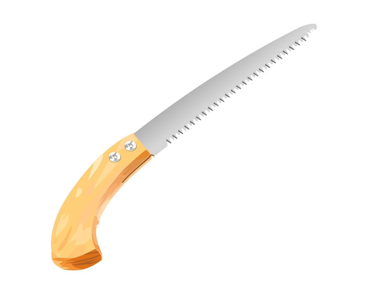 Vector Illustration Hand Saw isolated on white background. Carpentry hand tools with wooden handle