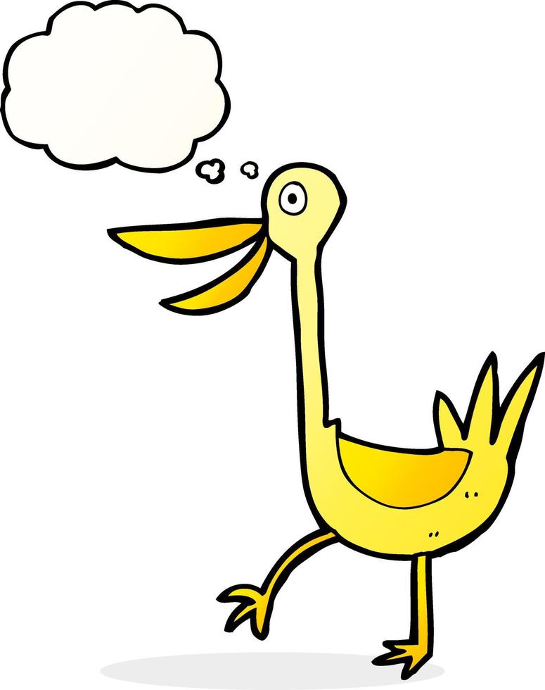 funny cartoon duck with thought bubble vector