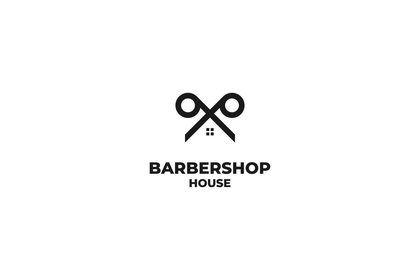 herramientas planas barbero casa logo diseño vector ilustración