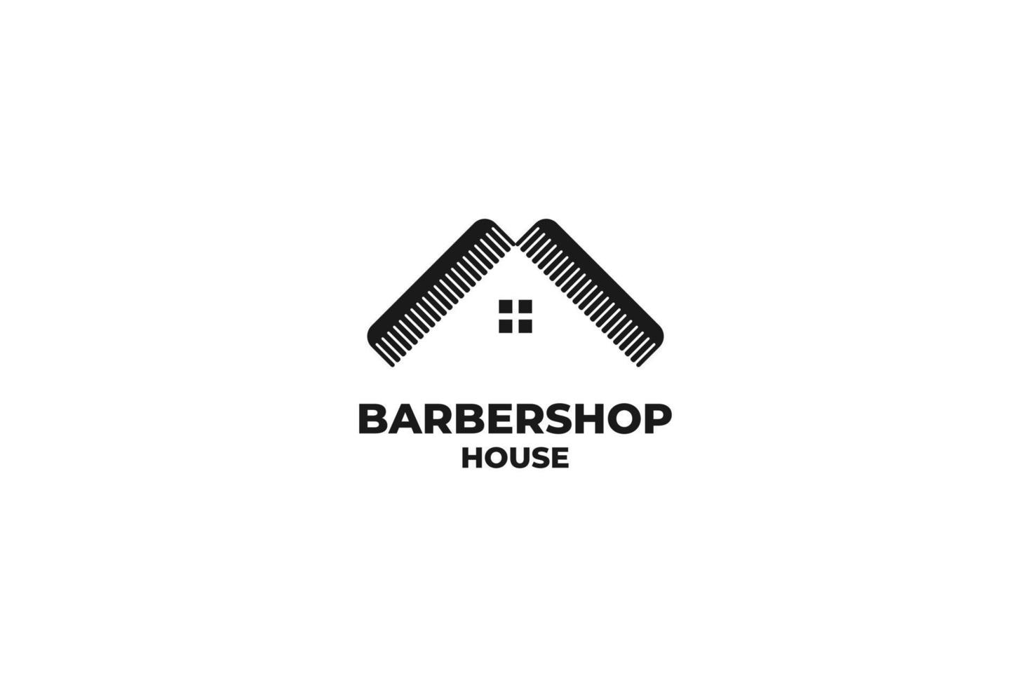 herramientas planas barbero casa logo diseño vector ilustración