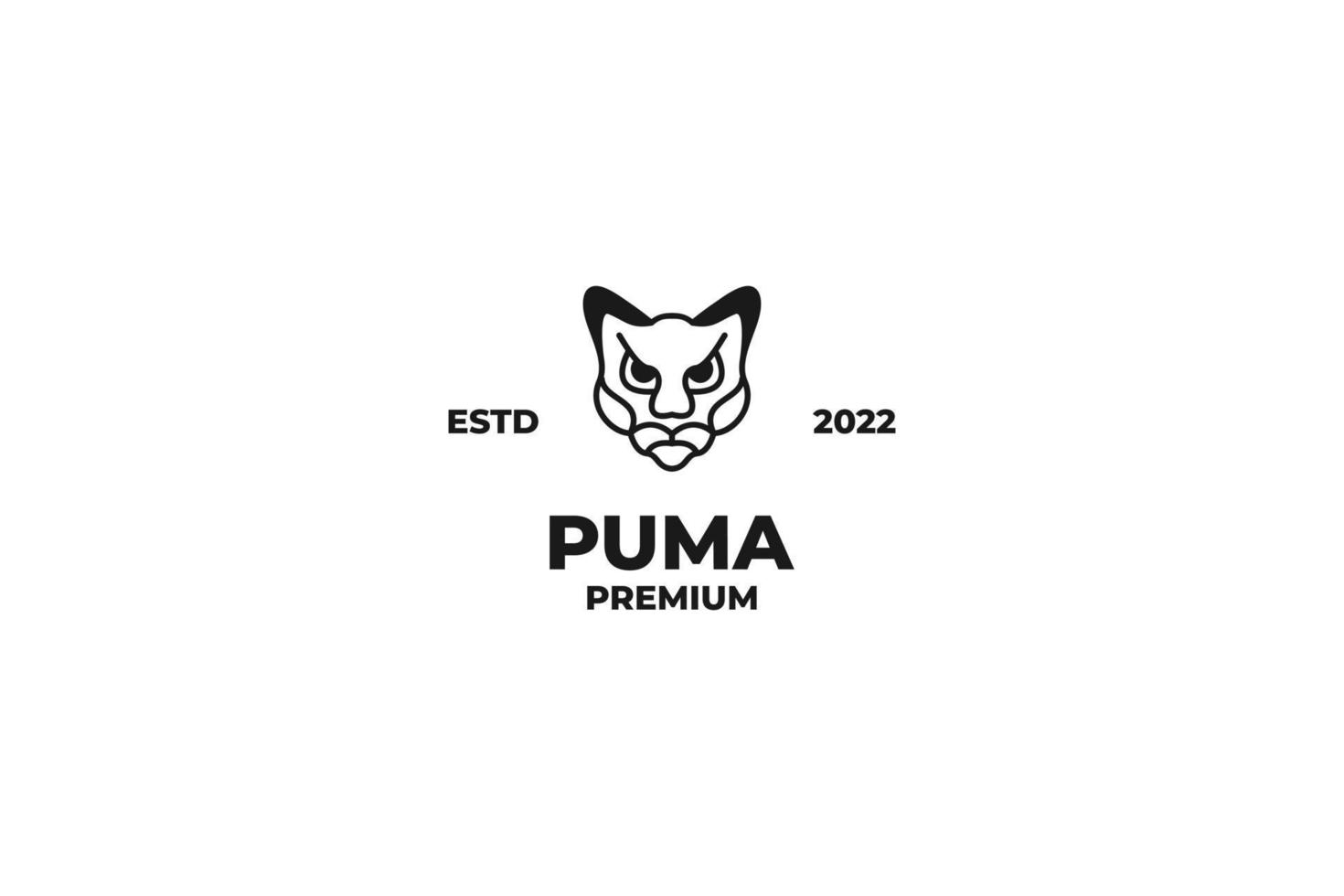 vector de diseño de logotipo de cabeza plana de puma