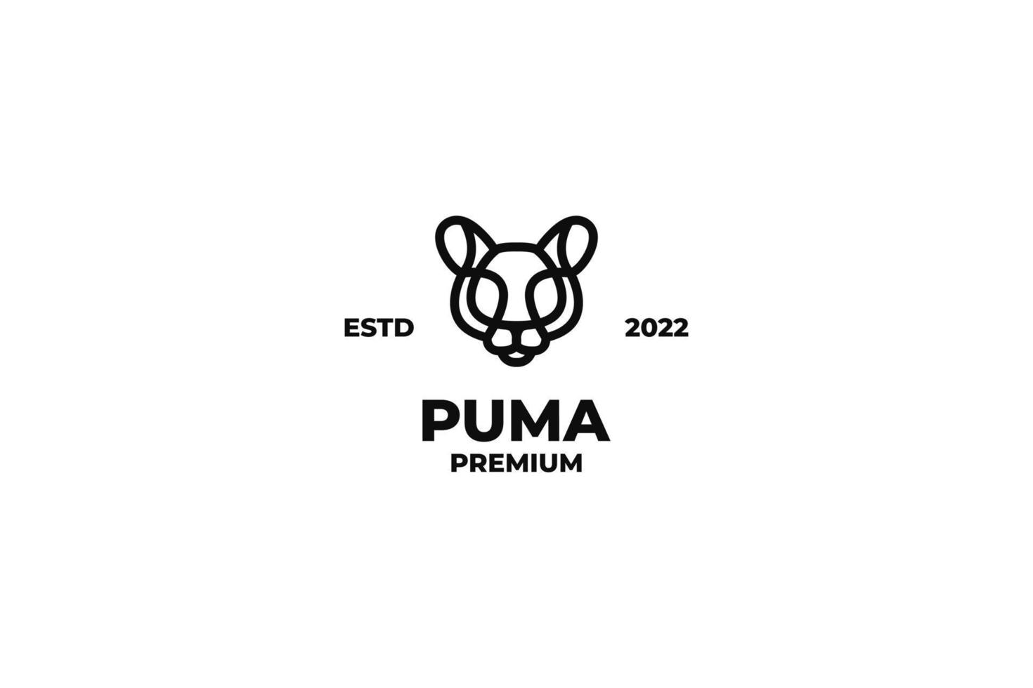 Flat puma head logo design vector