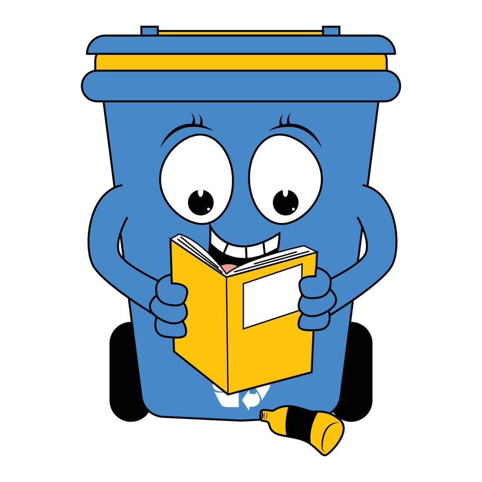 cute recycling bin cartoon illustration vector