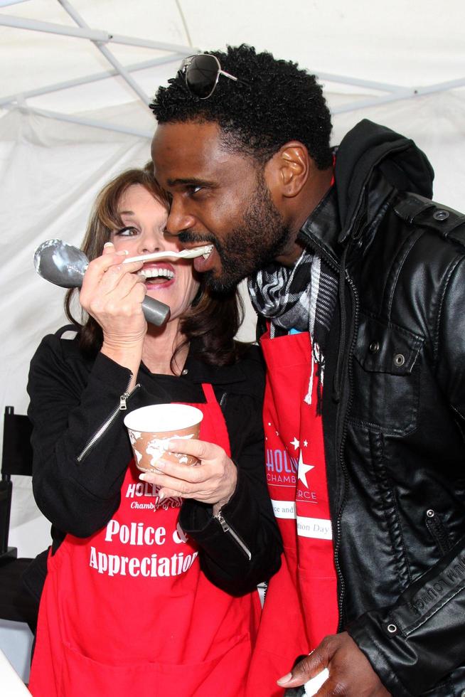 LOS ANGELES, NOV 18 -  Kate Linder, Darius McCrary arrives at the 2010 Hollywood Chamber of Commerce Fire Dept  and Police Appreiciation Luncheon at Wilcox Police Station on November 18, 2010 in Los Angeles, CA photo