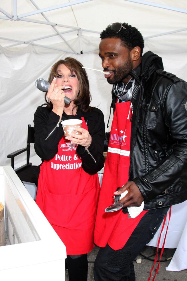 LOS ANGELES, NOV 18 -  Kate Linder, Darius McCrary arrives at the 2010 Hollywood Chamber of Commerce Fire Dept  and Police Appreiciation Luncheon at Wilcox Police Station on November 18, 2010 in Los Angeles, CA photo