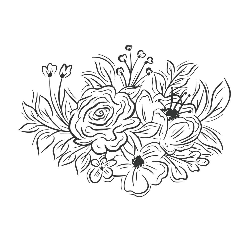 Floral bouquets elements on white background vector