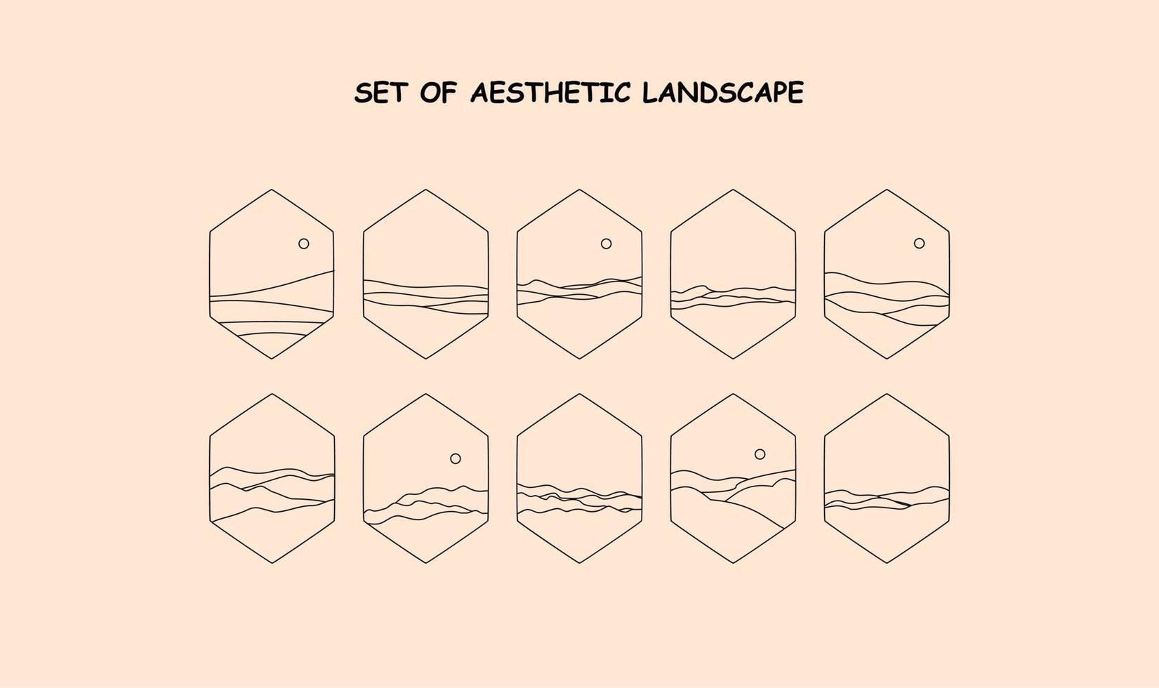 set of aesthetic landscape. abstract line landscape vector