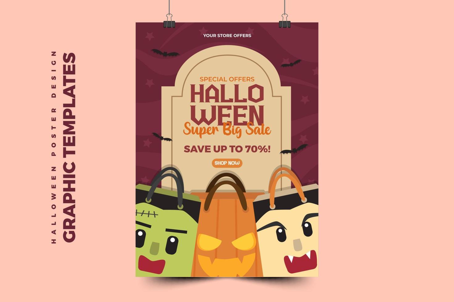 plantilla simple y elegante de diseño gráfico de halloween que es fácil de personalizar vector