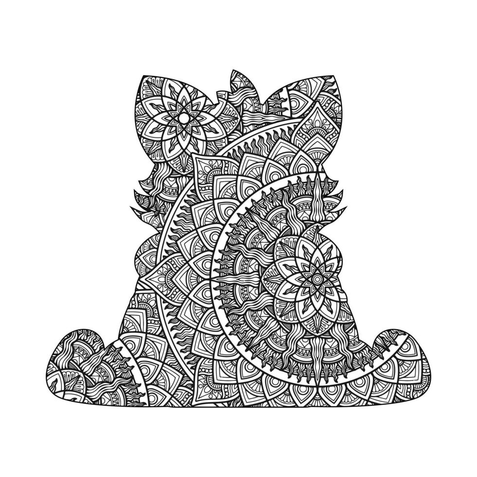 Cute dog mandala coloring vector illustration line art design for kids and adults.
