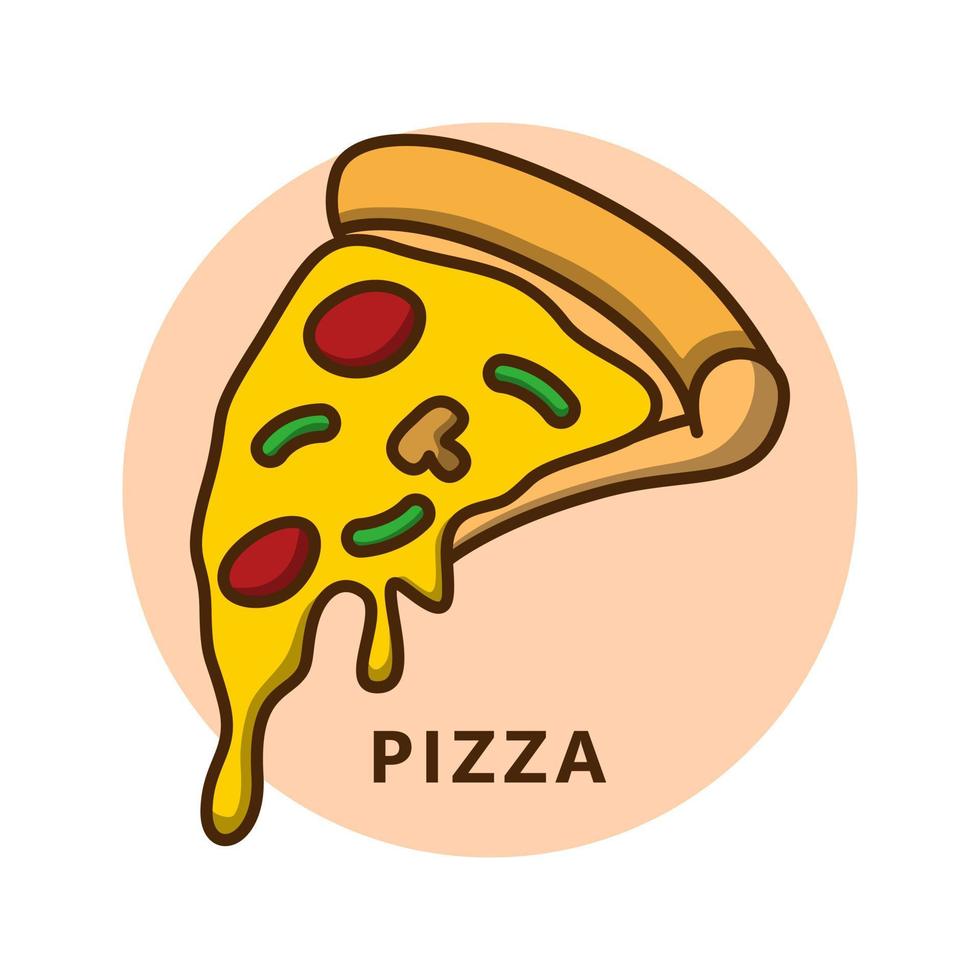 dibujos animados de ilustración de pizza. logotipo de comida y bebida. icono de comida rebanada de pizza vector