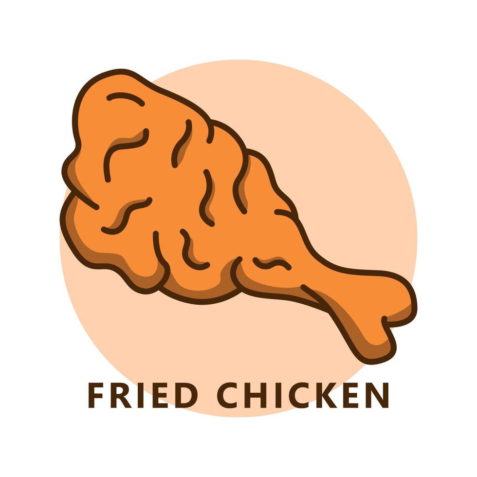 dibujos animados de ilustración de pollo frito. logotipo de comida y bebida. icono de comida de pollo de carne crujiente vector