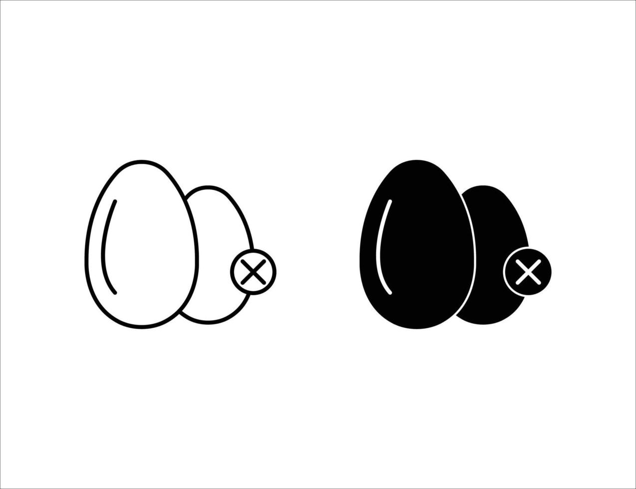 no egg icon. outline icon and solid icon vector