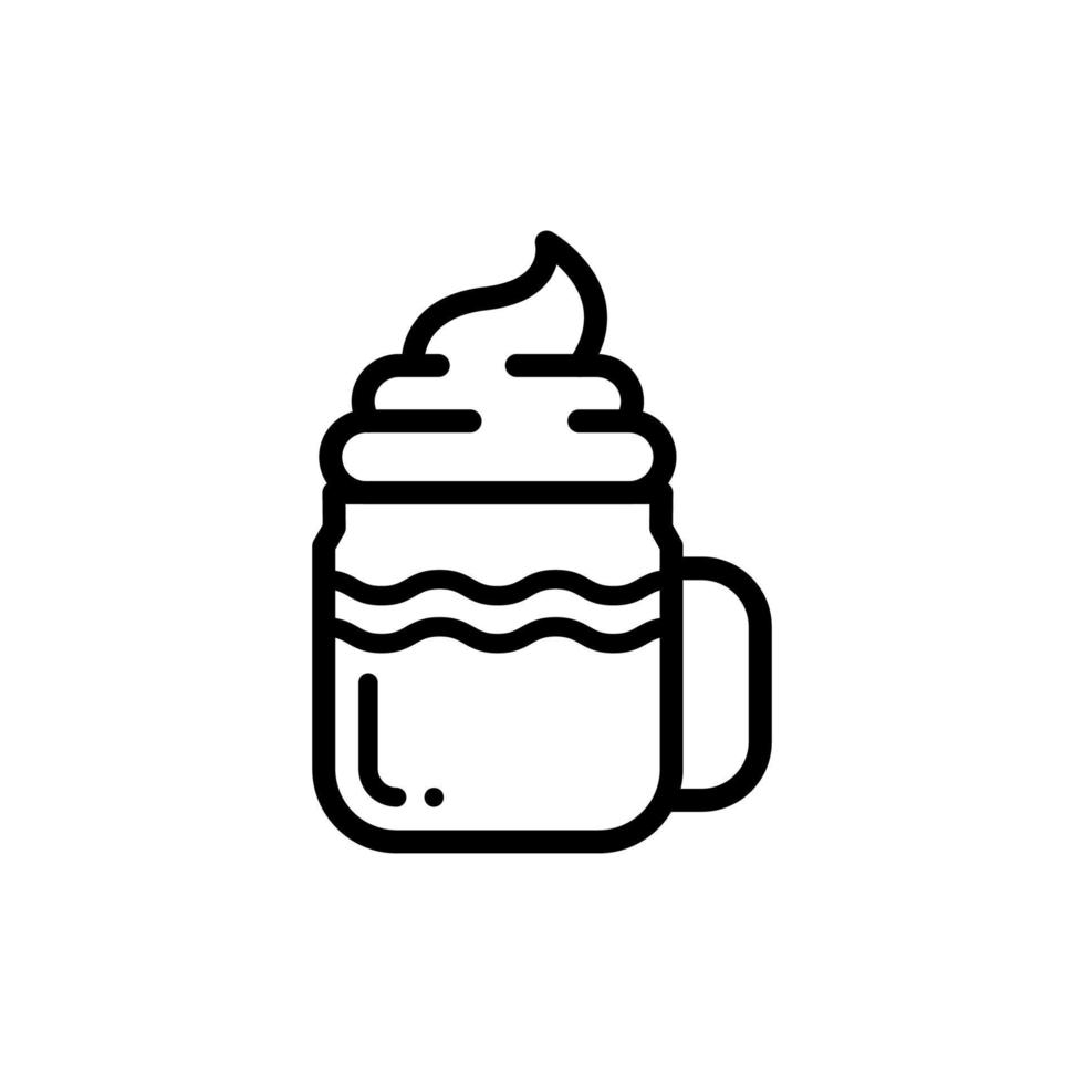 café helado con icono de línea delgada de crema batida vector