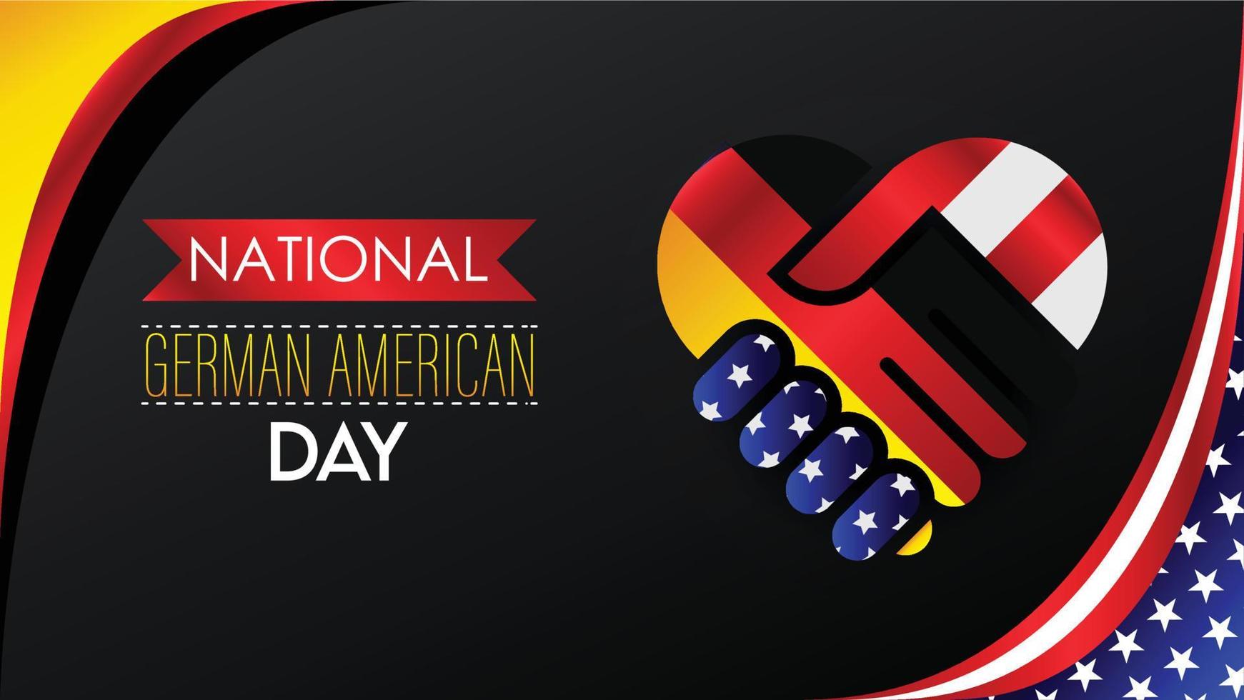 German American Day in Handshake in love background. German American  Flag Background with copy sapce area. Suitable use to german american event vector