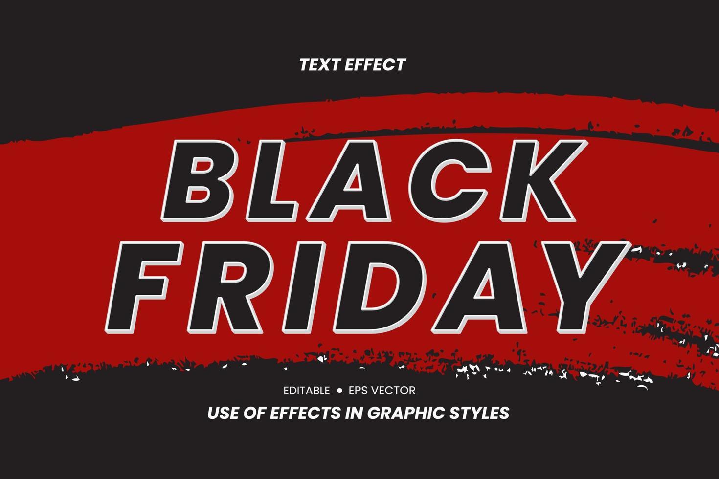 Text Effect Black Friday Words on Black Red Modern Background. Text